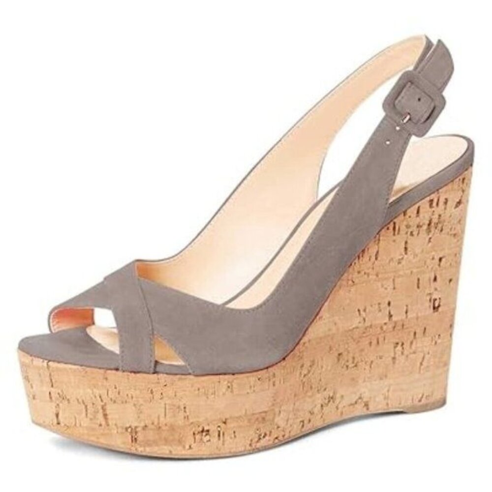 FSJ Women Summer Platform Wedge High Heeled Sandal Peep Toe Slingback Dress